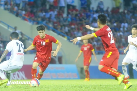 Công Phượng trong màu áo U23 Việt Nam ở trận giao hữu với U23 Myanmar hồi tháng Năm. (Ảnh: Minh Chiến/Vietnam+)