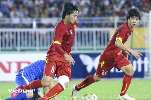 Tuấn Anh (số 8) rất nhiều lần lỡ hẹn với U23 Việt Nam ở các giải chính thức vì chấn thương. (Ảnh: Minh Chiến/Vietnam+)