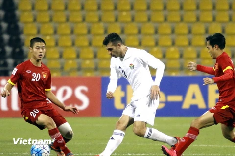 Duy Mạnh (số 20) ghi bàn duy nhất cho U23 Việt Nam. (Ảnh: Hoài Anh/Vietnam+)