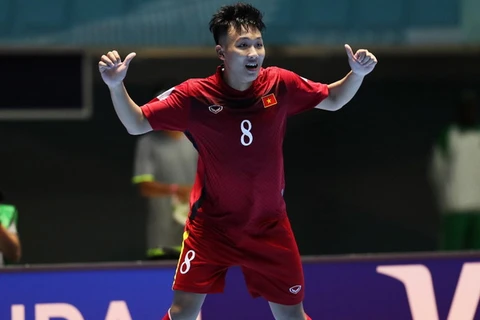 Cú hat-trick của Minh Trí đã góp công mang về thắng lợi đầu tiên cho Futsal Việt Nam tại World Cup. (Ảnh: Getty)