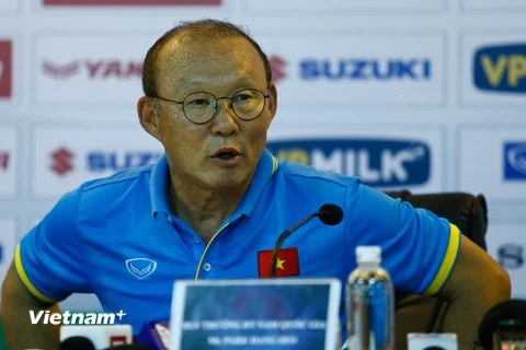Huấn luyện viên Park Hang-seo khẳng định tuyển Việt Nam sẽ giành thắng lợi. (Ảnh: Minh Chiến/Vietnam+)