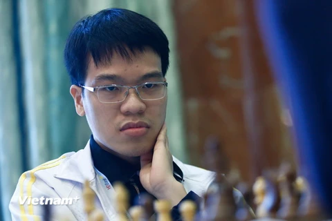 Lê Quang Liêm không thể lần thứ tư vô địch Giải cờ vua quốc tế HD Bank 2018 lần thứ tư trong sự nghiệp. (Ảnh: Thùy Minh)