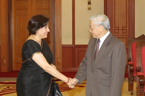 Tổng Bí thư Nguyễn Phú Trọng tiếp Đại sứ CH Ấn Độ