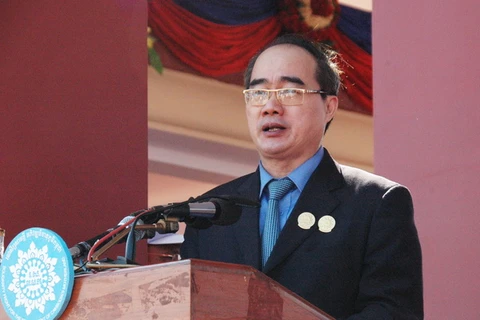 Chủ tịch Ủy ban Trung ương Mặt trận Tổ quốc Việt Nam tham dự và phát biểu chào mừng. (Ảnh: Xuân Khu/TTXVN)