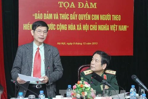 Tọa đàm “Bảo đảm và thúc đẩy quyền con người theo Hiến pháp nước Cộng hòa xã hội chủ nghĩa Việt Nam”. (Nguồn: TTXVN)