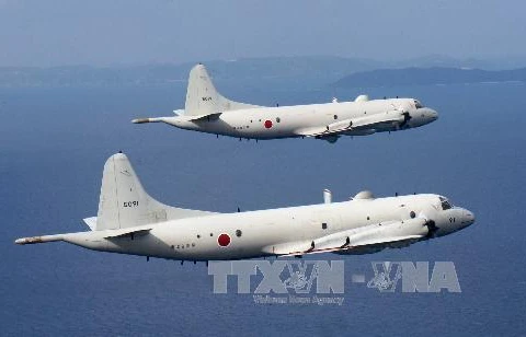 Hai máy bay P3C Orion của Nhật Bản tham gia một cuộc tập trận trên biển Hoa Đông ngày 8/1. (Nguồn: Kyodo/TTXVN)