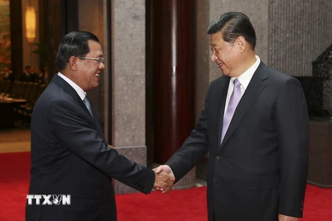 Chủ tịch Trung Quốc tiếp Thủ tướng Campuchia tại Thượng Hải