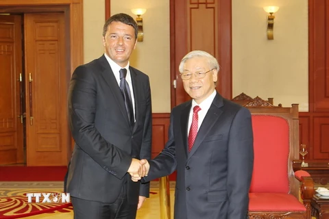 Tổng Bí thư Nguyễn Phú Trọng tiếp Thủ tướng Cộng hòa Italy