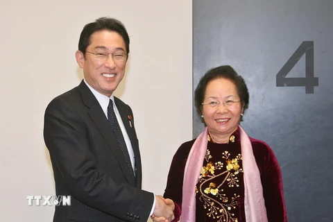 Phó Chủ tịch nước Nguyễn Thị Doan tiếp Bộ trưởng Ngoại giao Nhật Bản