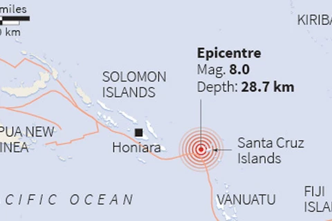Động đất mạnh 6,9 độ Richter rung chuyển quần đảo Solomon