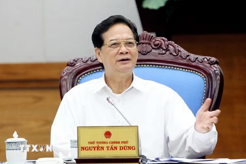 Thủ tướng Nguyễn Tấn Dũng phát biểu kết luận cuộc họp. (Ảnh: Đức Tám/TTXVN)