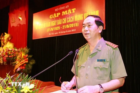 Bộ trưởng Bộ Công an Trần Đại Quang phát biểu. (Ảnh: Doãn Tấn/TTXVN)