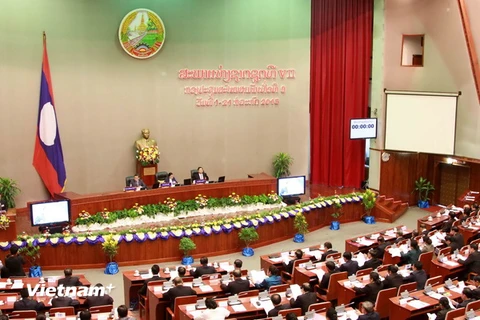 Toàn cảnh lễ khai mạc kỳ họp thứ 9, Quốc hội Lào khóa VII. (Ảnh: Phạm Kiên/Vietnam+)
