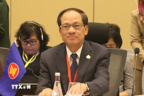 Tổng Thư ký ASEAN Lê Lương Minh tại Hội nghị Bộ trưởng Quốc phòng ASEAN lần thứ 9 tại Malaysia. (Ảnh: Kim Dung/TTXVN)
