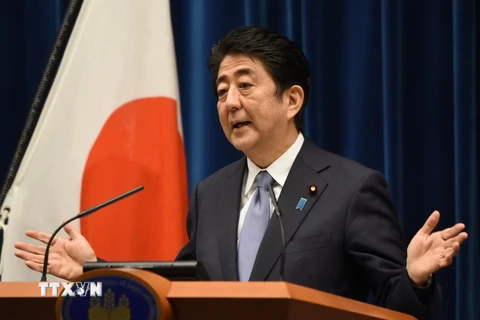 Thủ tướng Nhật Bản Shinzo Abe đã có bài phát biểu nhân kỷ niệm 70 năm kết thúc Chiến tranh Thế giới II. (Nguồn: AFP/TTXVN)