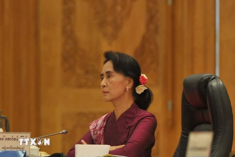 Lãnh đạo phe đối lập, Chủ tịch đảng Liên đoàn Quốc gia vì Dân chủ (NLD) Aung San Suu Kyi. (Nguồn: AFP/TTXVN)