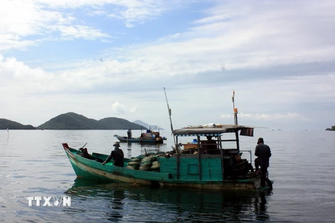Thuyền đánh bắt thủy sản tại vùng biển ven bờ huyện Kiên Giang. (Ảnh: Lê Sen/TTXVN)