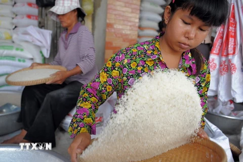 Tại cửa hàng bán gạo ở thủ đô Phnom Penh. (Nguồn: AFP/TTXVN)