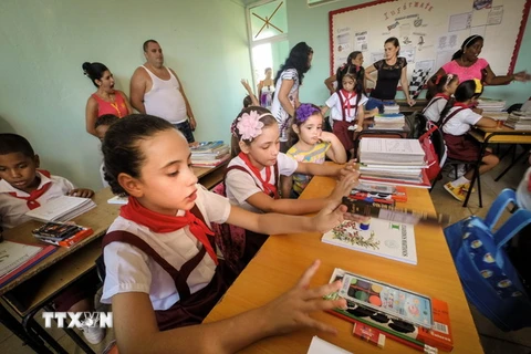 Quang cảnh một lớp học tại trường Baragua ở thủ đô Havana, Cuba ngày 1/9/2014. (Nguồn: AFP/TTXVN)