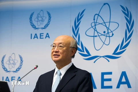 Tổng Giám đốc IAEA Yukiya Amano tại một cuộc họp báo ở trụ sở IAEA, Vienna, Áo ngày 25/8. (Nguồn: THX/TTXVN)