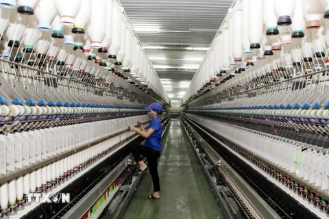 Công ty Dệt Hà Nam đầu tư hàng chục tỷ đồng lắp đặt dây chuyền se sợi xuất khẩu hiện đại chuẩn bị cho tiến trình hội nhập thực hiện TPP. (Ảnh: Trần Việt/TTXVN)