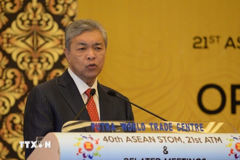 Phó Thủ tướng Malaysia Ahmad Zahid Hamidi phát biểu tại lễ khai mạc hội nghị Bộ trưởng Giao thông ASEAN lần thứ 21. (Nguồn: THX/TTXVN)