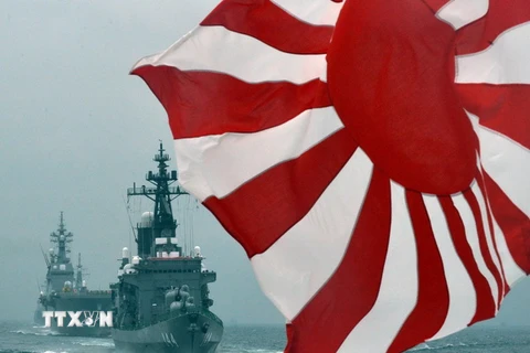 Tàu của Hải quân Nhật Bản tham gia cuộc diễn tập ngoài khơi Vịnh Sagami, quận Kanagawa. (Nguồn: AFP/TTXVN)