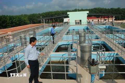 Hệ thống xử lý nước hiện đại với công suất 20.000 m3/ngày đêm. (Ảnh: Nguyễn Văn Việt/TTXVN)