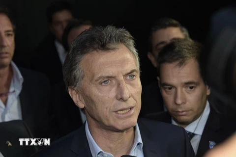 Tổng thống đắc cử Argentina Mauricio Macri trong cuộc họp báo ở Buenos Aires ngày 24/11. (Nguồn: AFP/TTXVN)