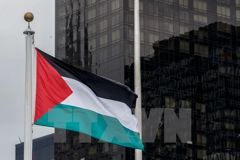 Lá cờ Palestine lần đầu tiên tung bay tại trụ sở Liên hợp quốc tại New York, Mỹ. (Nguồn: AFP/TTXVN)