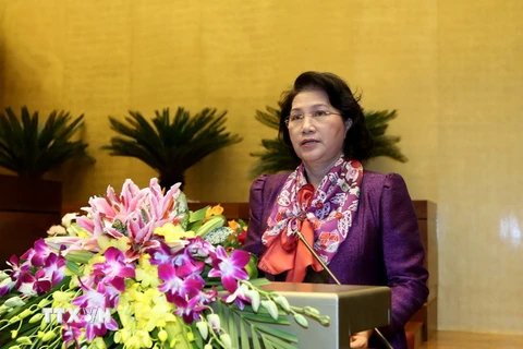 Phó Chủ tịch Quốc hội Nguyễn Thị Kim Ngân phát biểu tại hội nghị. (Ảnh: An Đăng/TTXVN)