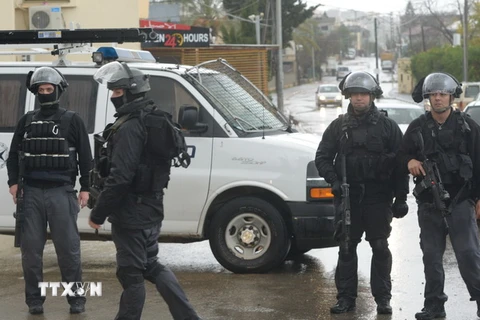 Cảnh sát Israel tuần tra tại thị trấn phía Bắc Arara ngày 8/1. (Nguồn: THX/TTXVN)