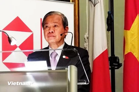 Đại sứ Cao Chính Thiện phát biểu khai mạc tại Hội thảo Thương mại Việt Nam-Malta. (Ảnh: Quang Thanh/Vietnam+)