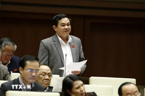 Đại biểu Quốc hội tỉnh Hà Tĩnh Nguyễn Văn Sơn phát biểu ý kiến. (Ảnh: An Đăng/TTXVN)