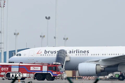 Máy bay của hãng Brussels Airlines tại sân bay Zaventem, Brussels, Bỉ ngày 22/3. (Nguồn: AFP/TTXVN)