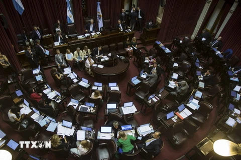 Toàn cảnh phiên họp của Thượng viện Argentina phê chuẩn thỏa thuận thanh toán nợ của Chính phủ ngày 30/3. (Nguồn: THX/TTXVN)