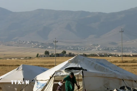 Trại tị nạn dành cho người Hồi giáo dòng Shiite thuộc bộ tộc nói tiếng Turkic tại Tal Afar. (Nguồn: AFP/TTXVN)