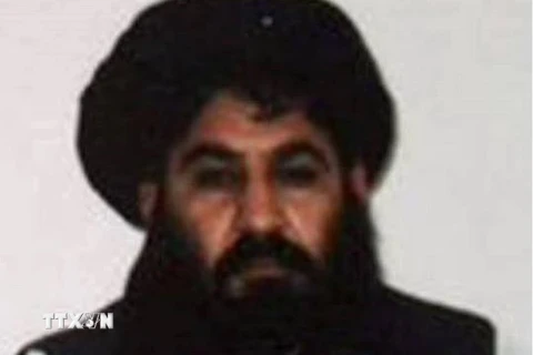 Thủ lĩnh Taliban Mullah Akhtar Mansour tại một địa điểm bí mật ở Afghanistan tháng 3/2015. (Nguồn: AFP/TTXVN)
