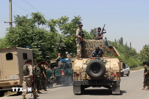 Lực lượng an ninh Afghanistan làm nhiệm vụ trong chiến dịch chống Taliban tại Kunduz ngày 31/5. (Nguồn: AFP/TTXVN)
