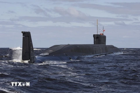 Tàu ngầm hạt nhân Yuri Dolgoruky của Nga. (Nguồn: AFP/TTXVN)