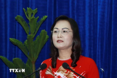 Bà Lê Thị Ái Nam, Chủ tịch HĐND tỉnh Bạc Liêu. (Ảnh: Thanh Liêm/TTXVN)