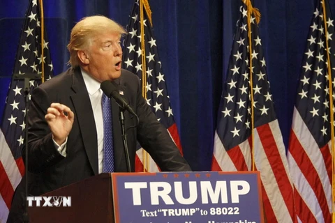 Ứng cử viên Tổng thống Donald Trump phát biểu trước những người ủng hộ tại Manchester, bang New Hampshire (Mỹ) ngày 13/6. (Nguồn: EPA/TTXVN)