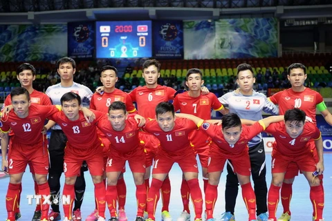Đội tuyển Futsal Việt Nam. (Ảnh: Quang Thắng/TTXVN phát)