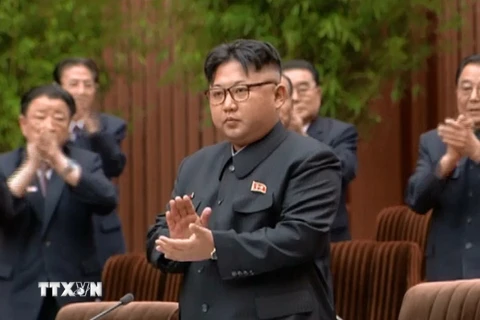 Nhà lãnh đạo Kim Jong-Un dự Hội nghị Nhân dân tối cao Triều Tiên ngày 29/6. (Nguồn: YONHAP/TTXVN)
