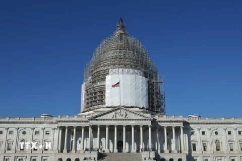 Quang cảnh bên ngoài trụ sở Quốc hội Mỹ ở thủ đô Washington ngày 11/2. (Nguồn: AFP/TTXVN)