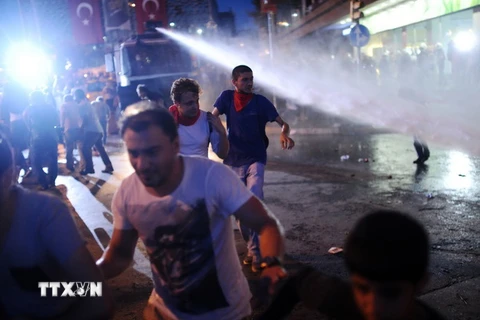 Biểu tình phản đối chính quyền có kế hoạch đóng cửa công viên Gezi để xây trung tâm thương mại vào năm 2015. (Nguồn: AFP/TTXVN)