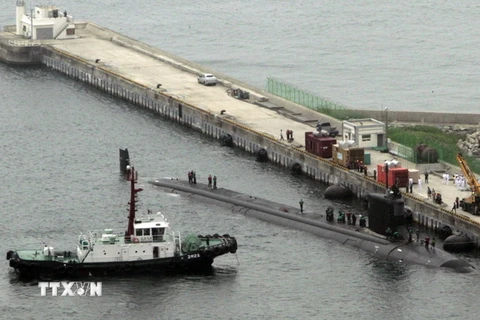 Tàu ngầm chạy bằng năng lượng hạt nhân mang tên USS Mississipi của Mỹ. (Nguồn: AFP/TTXVN)