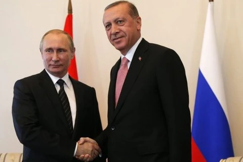 Tổng thống Putin và Tổng thống Erdogan trong cuộc gặp thưởng đỉnh hai nước ngày 9/8. (Nguồn: EPA)