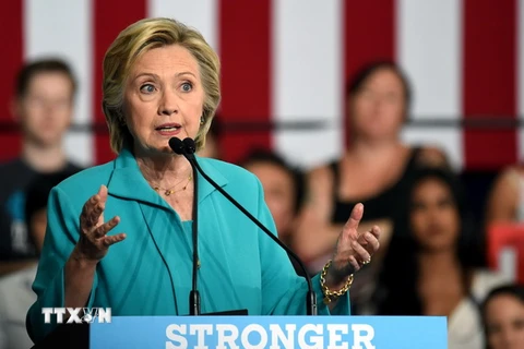 Ứng cử viên Tổng thống của đảng Dân chủ Hillary Clinton trong chiến dịch tranh cử tại Reno, Nevada ngày 25/8. (Nguồn: AFP/TTXVN)