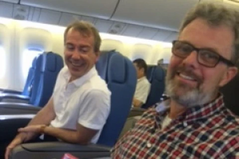 Kevin Garratt trên chuyến bay từ Shenyang, Trung Quốc tới Tokyo, Nhật Bản. (Nguồn: cbc.ca)